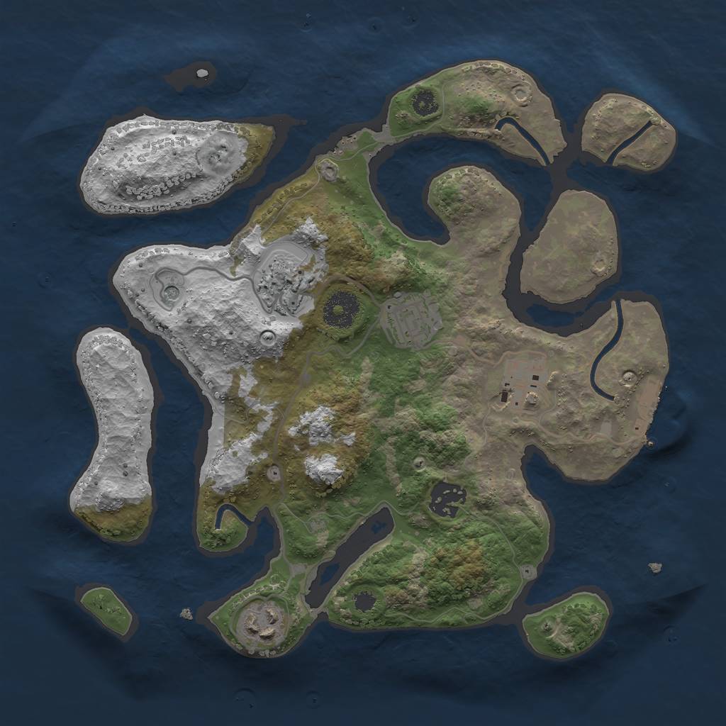 Rust Map: Procedural Map, Size: 3000, Seed: 19345, 9 Monuments