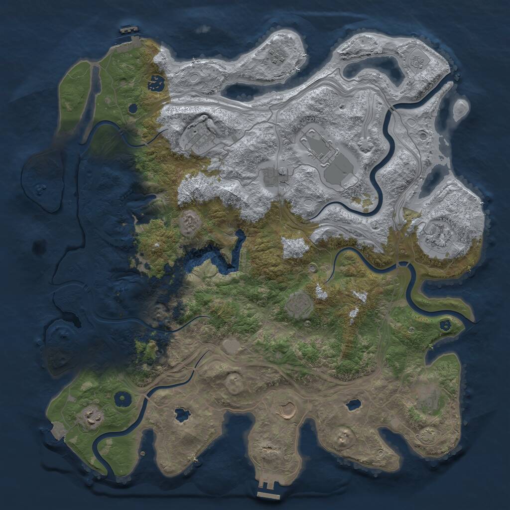 Rust Map: Procedural Map, Size: 4500, Seed: 502606, 16 Monuments