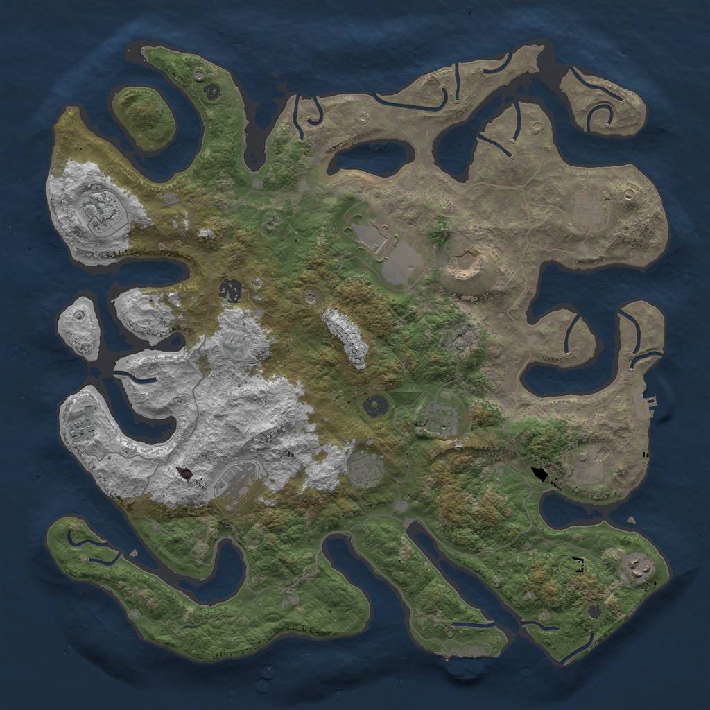 Rust Map: Procedural Map, Size: 4500, Seed: 982765, 16 Monuments