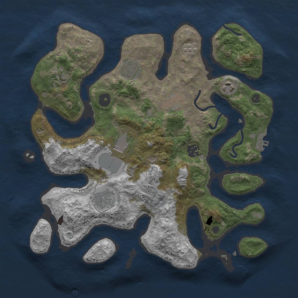 Rust Map: Procedural Map, Size: 3500, Seed: 130484, 12 Monuments