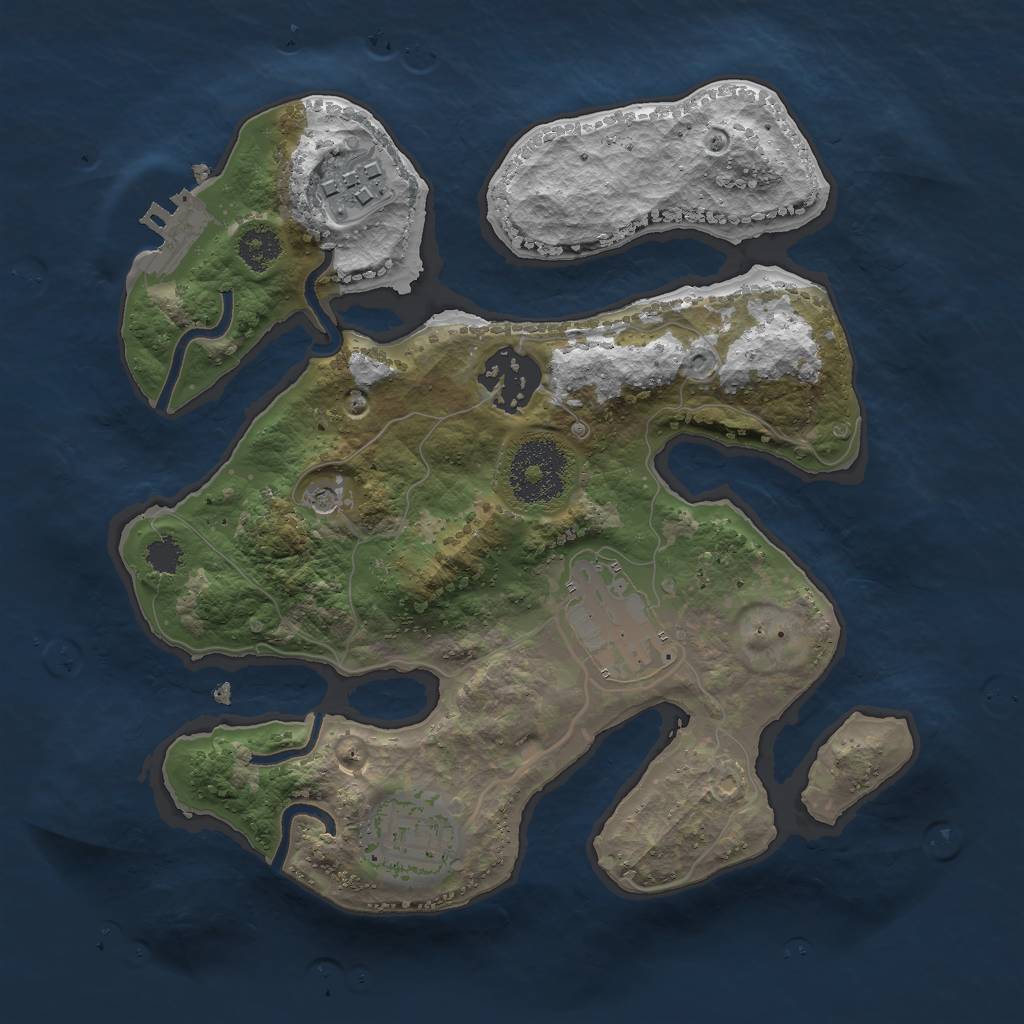 Rust Map: Procedural Map, Size: 2500, Seed: 1253049620, 8 Monuments