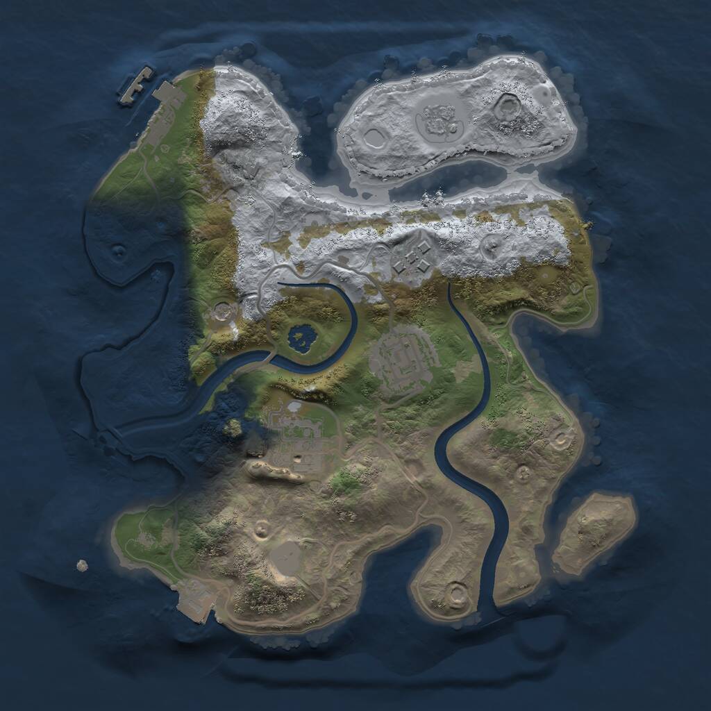 Rust Map: Procedural Map, Size: 2500, Seed: 1253049620, 7 Monuments