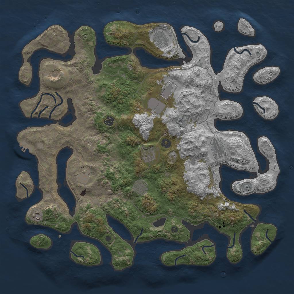 Rust Map: Procedural Map, Size: 4500, Seed: 851786, 14 Monuments