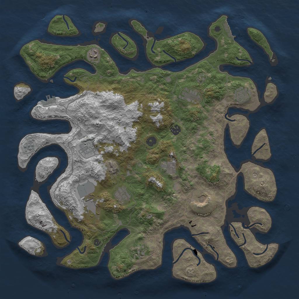 Rust Map: Procedural Map, Size: 4500, Seed: 525881, 19 Monuments