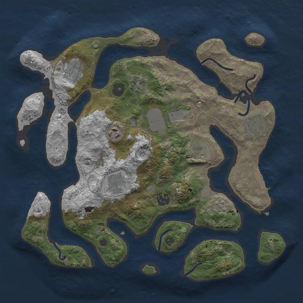 Rust Map: Procedural Map, Size: 3500, Seed: 262862, 13 Monuments