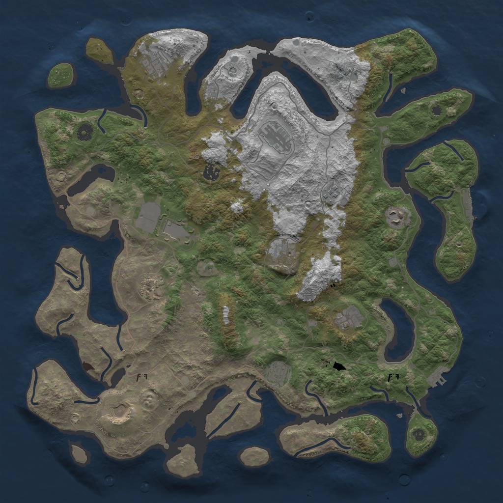 Rust Map: Procedural Map, Size: 4500, Seed: 703733, 16 Monuments