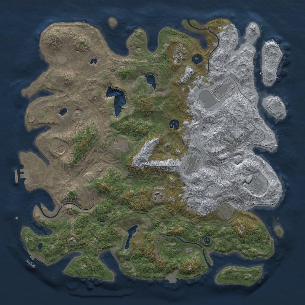 Rust Map: Procedural Map, Size: 4500, Seed: 873158, 16 Monuments