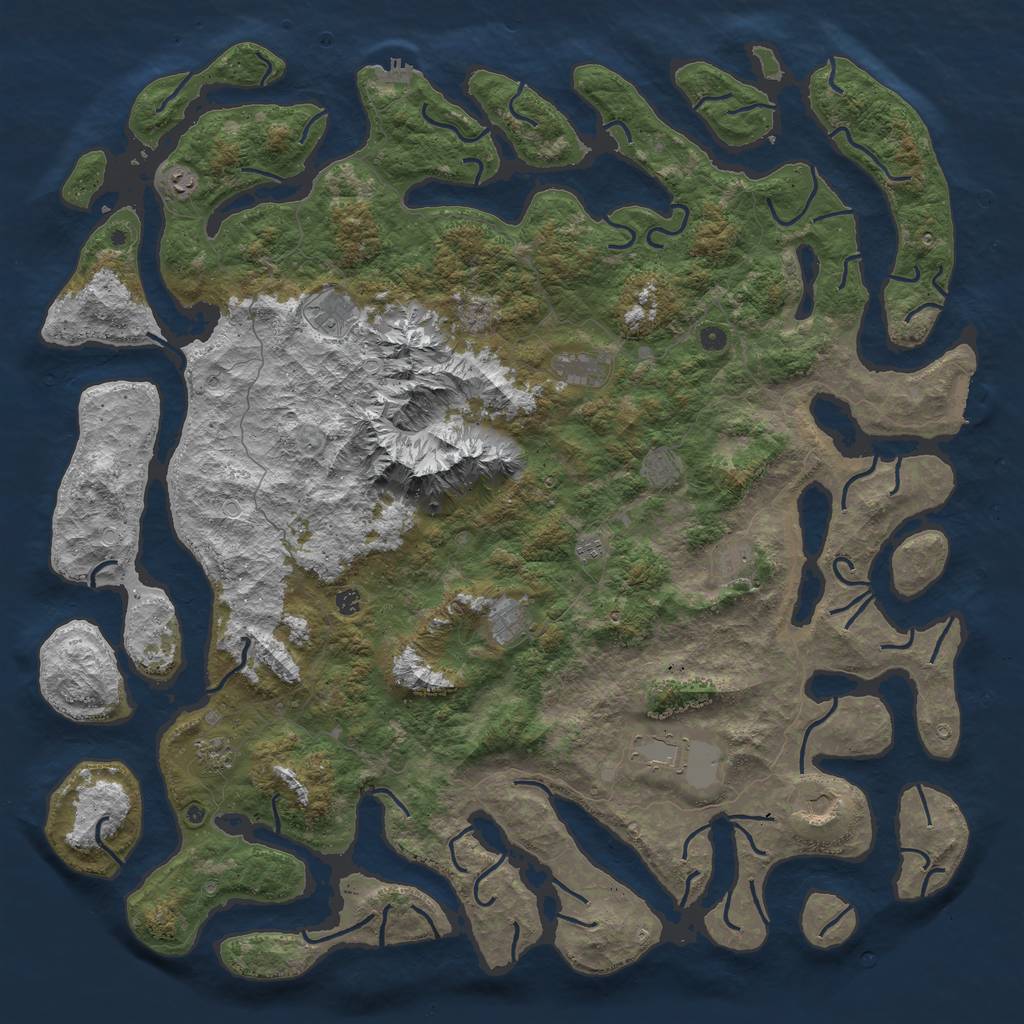 Rust Map: Procedural Map, Size: 6000, Seed: 61, 22 Monuments