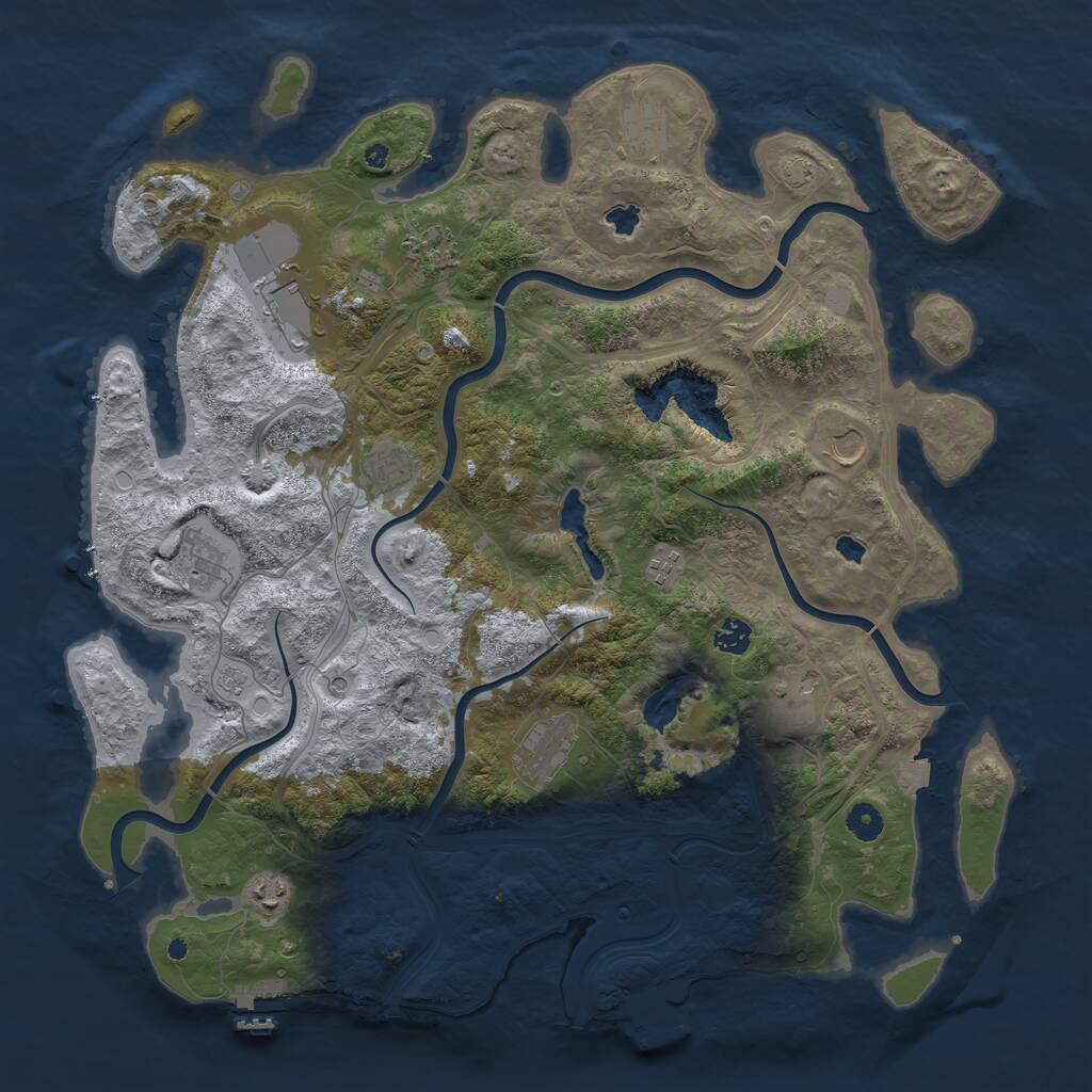 Rust Map: Procedural Map, Size: 4500, Seed: 695026, 17 Monuments