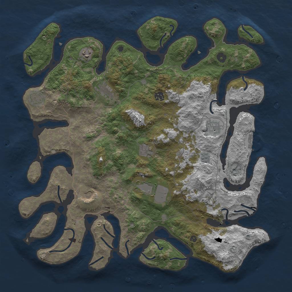 Rust Map: Procedural Map, Size: 4500, Seed: 894958, 14 Monuments