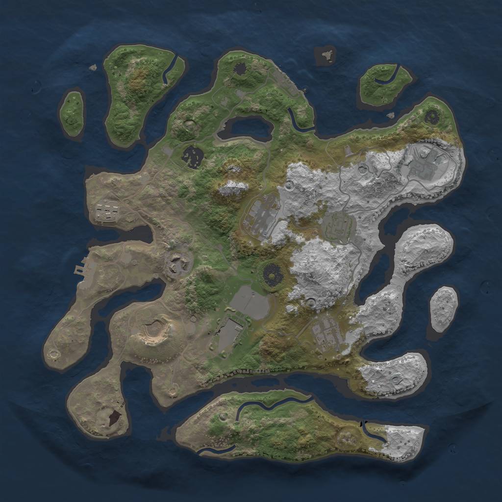 Rust Map: Procedural Map, Size: 3500, Seed: 48465645, 14 Monuments