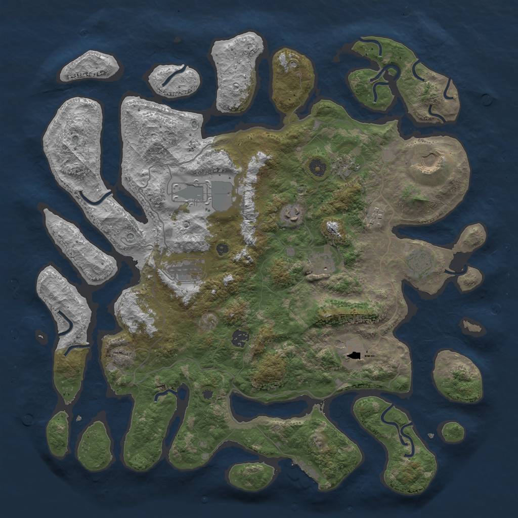 Rust Map: Procedural Map, Size: 4500, Seed: 484833, 14 Monuments