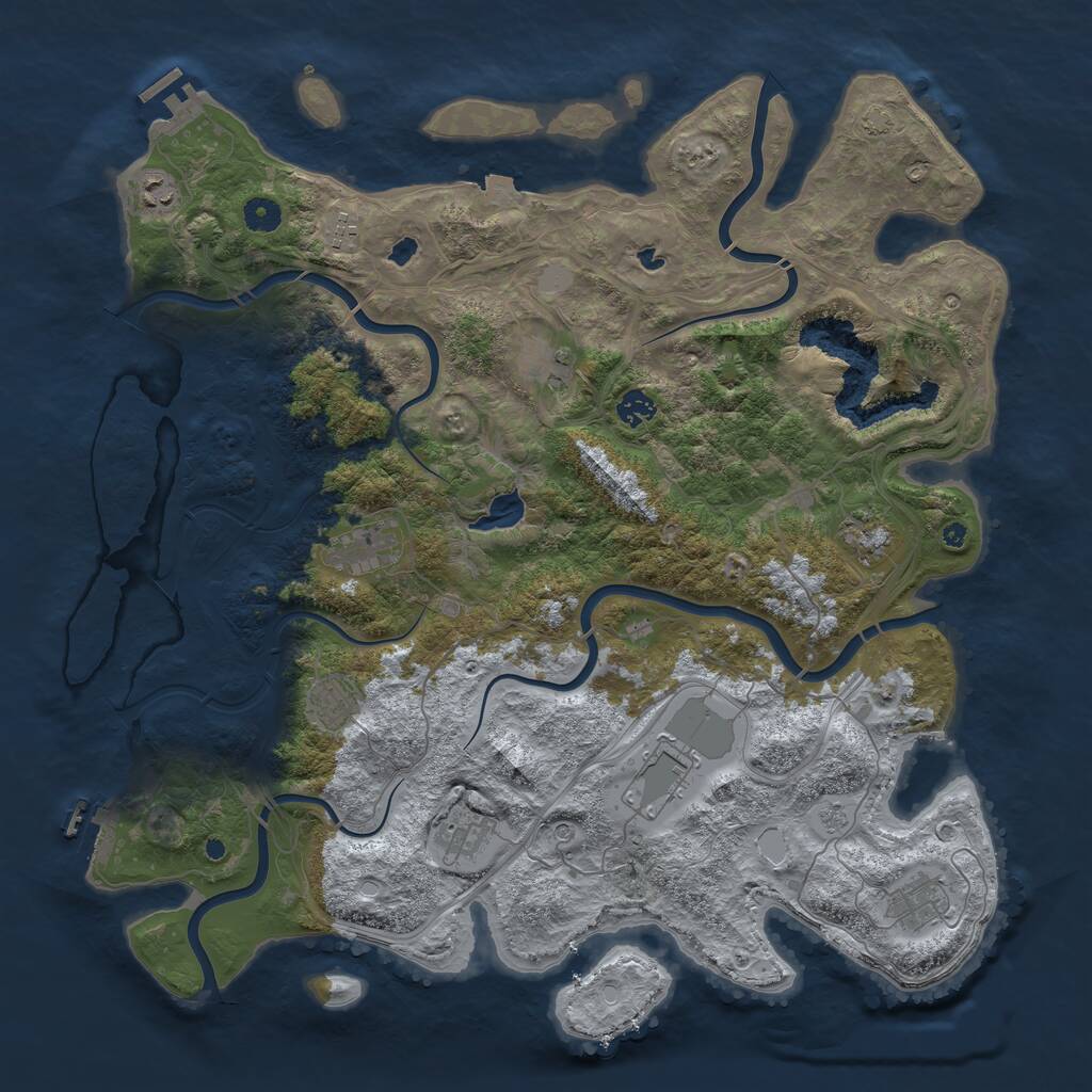 Rust Map: Procedural Map, Size: 4500, Seed: 809697, 16 Monuments