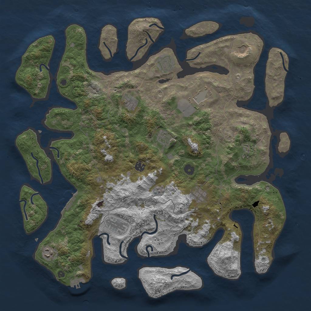 Rust Map: Procedural Map, Size: 4500, Seed: 471485, 16 Monuments