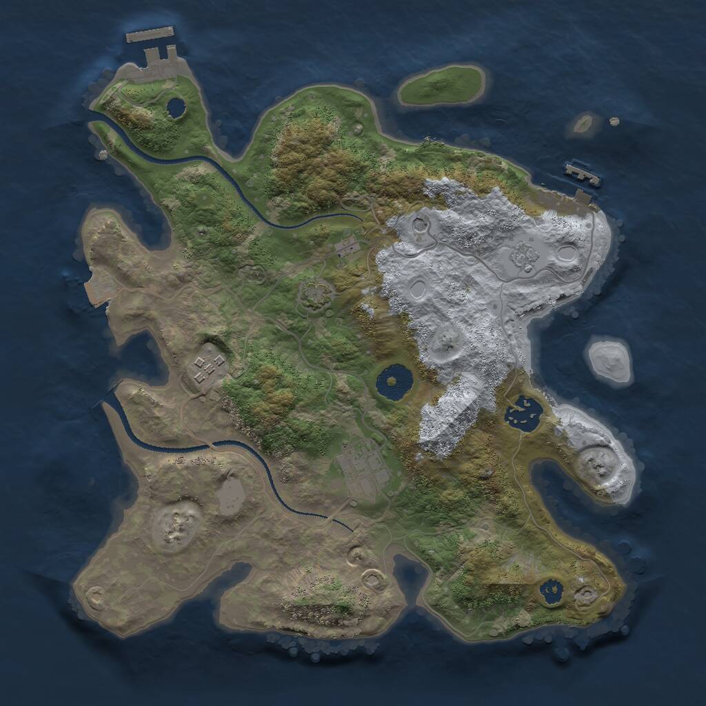 Rust Map: Procedural Map, Size: 3000, Seed: 32857442, 9 Monuments