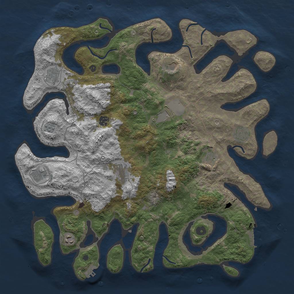 Rust Map: Procedural Map, Size: 4500, Seed: 1532297311, 18 Monuments