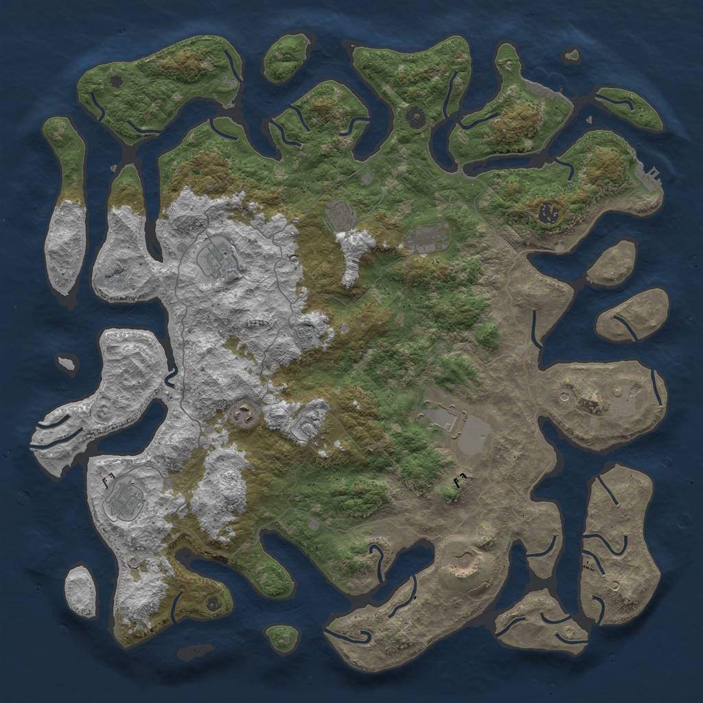 Rust Map: Procedural Map, Size: 5000, Seed: 71852, 16 Monuments