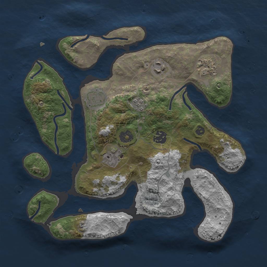 Rust Map: Procedural Map, Size: 3000, Seed: 1121893463, 8 Monuments