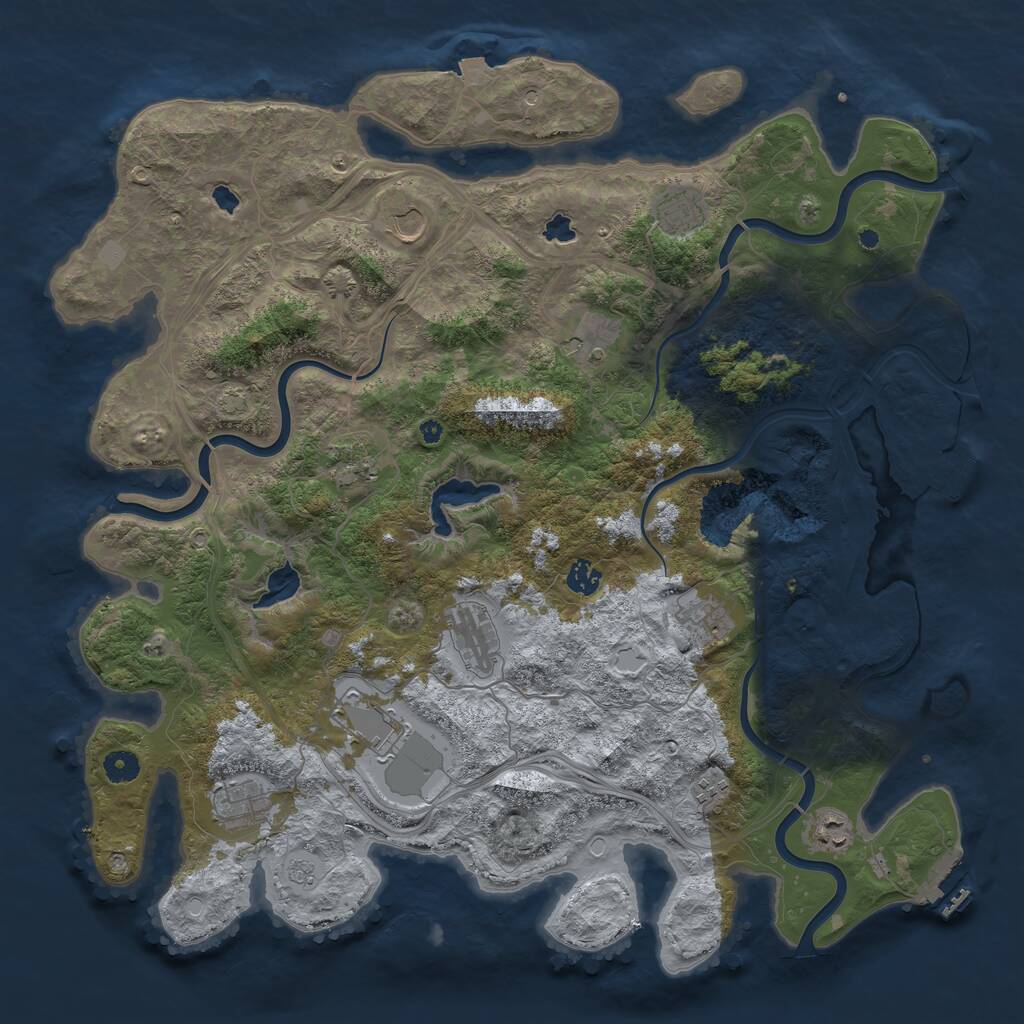 Rust Map: Procedural Map, Size: 4500, Seed: 361138, 17 Monuments