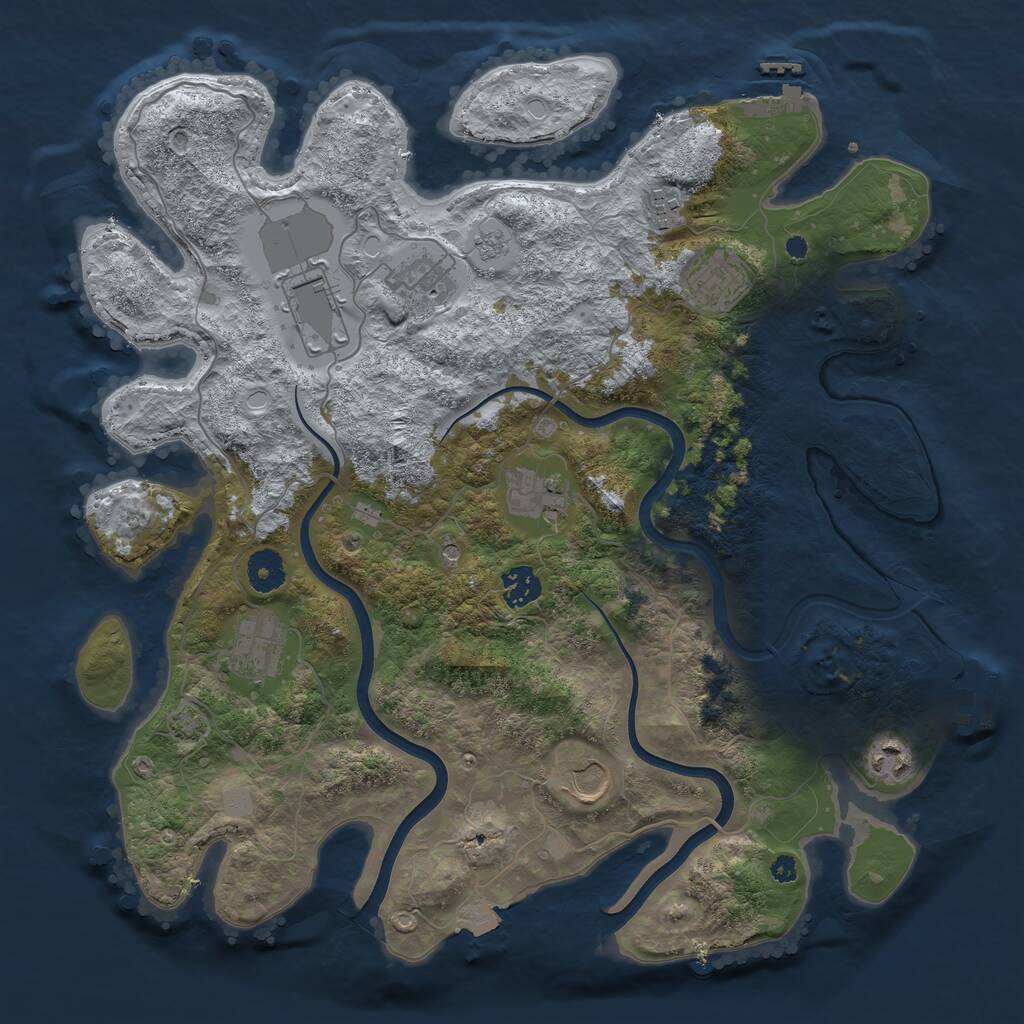 Rust Map: Procedural Map, Size: 3800, Seed: 69153, 15 Monuments