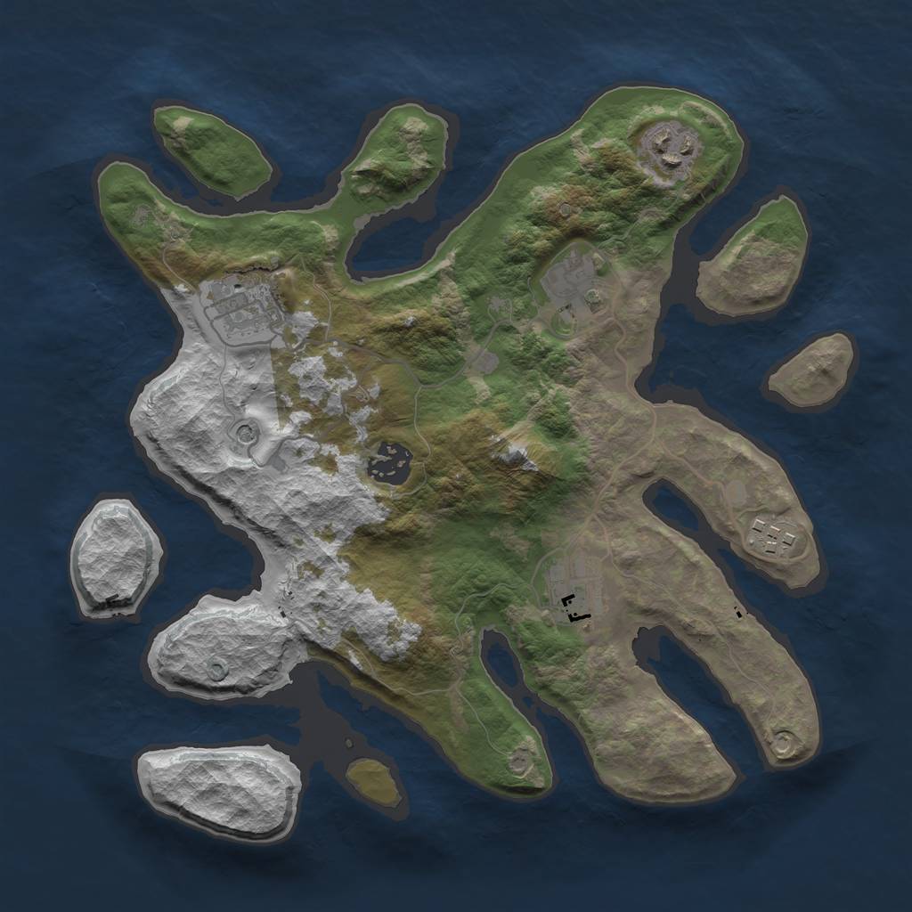 Rust Map: Barren, Size: 3100, Seed: 954512, 9 Monuments