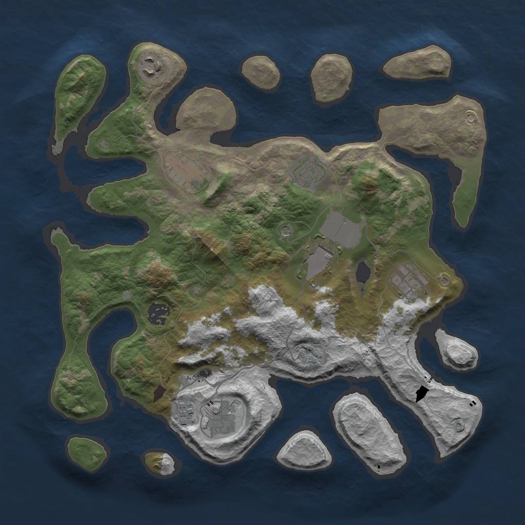 Rust Map: Barren, Size: 3500, Seed: 99641263, 11 Monuments