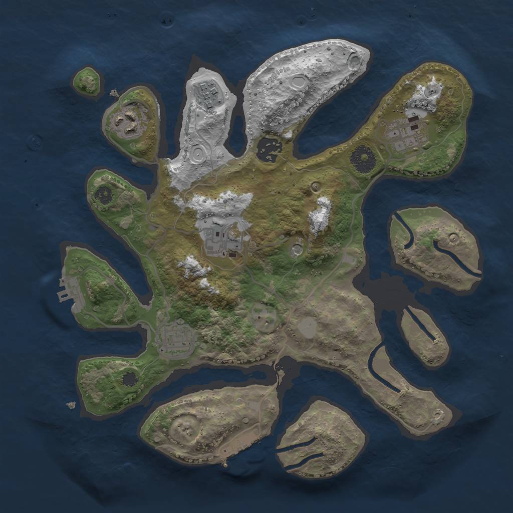 Rust Map: Procedural Map, Size: 3000, Seed: 206123977, 14 Monuments