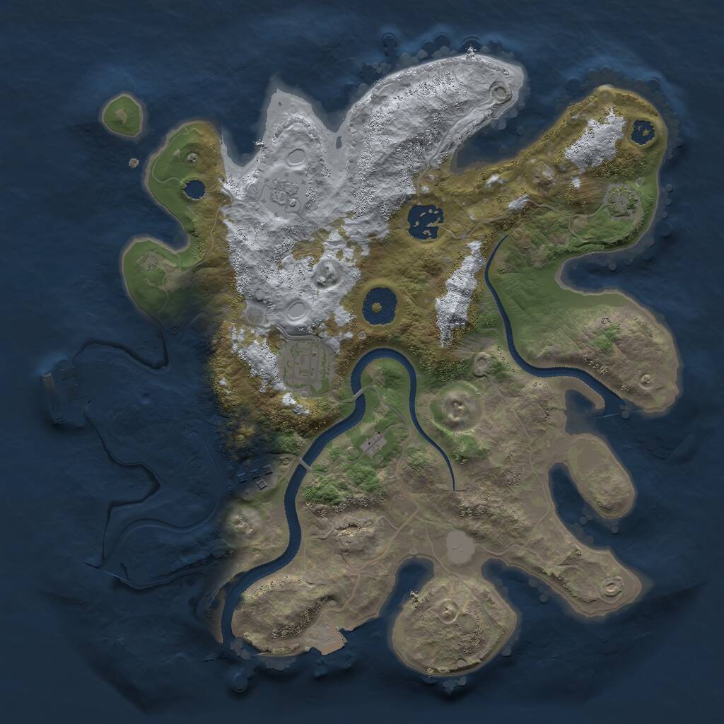 Rust Map: Procedural Map, Size: 3000, Seed: 206123977, 7 Monuments