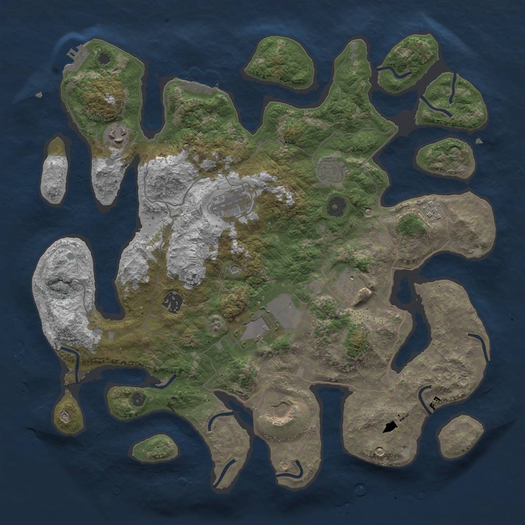 Rust Map: Procedural Map, Size: 4000, Seed: 999977788, 13 Monuments