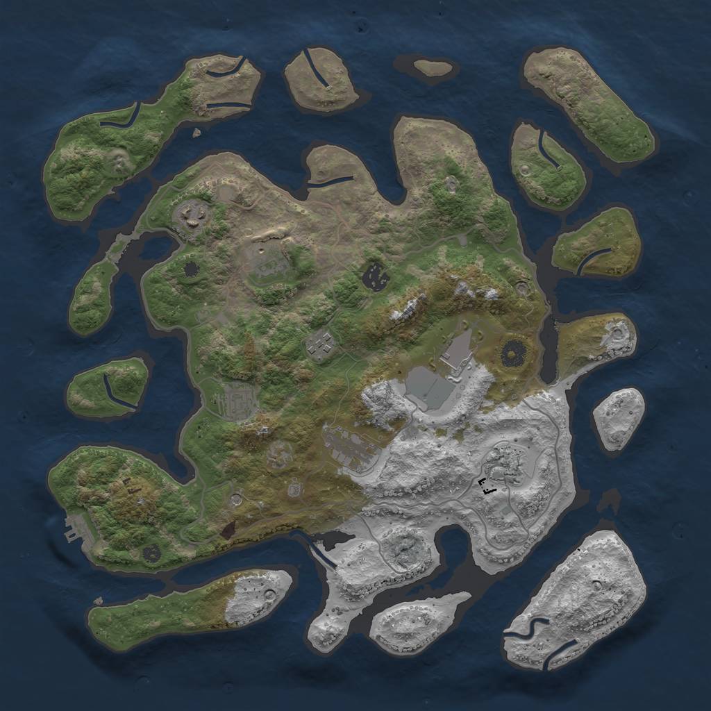 Rust Map: Procedural Map, Size: 4000, Seed: 9110707, 12 Monuments