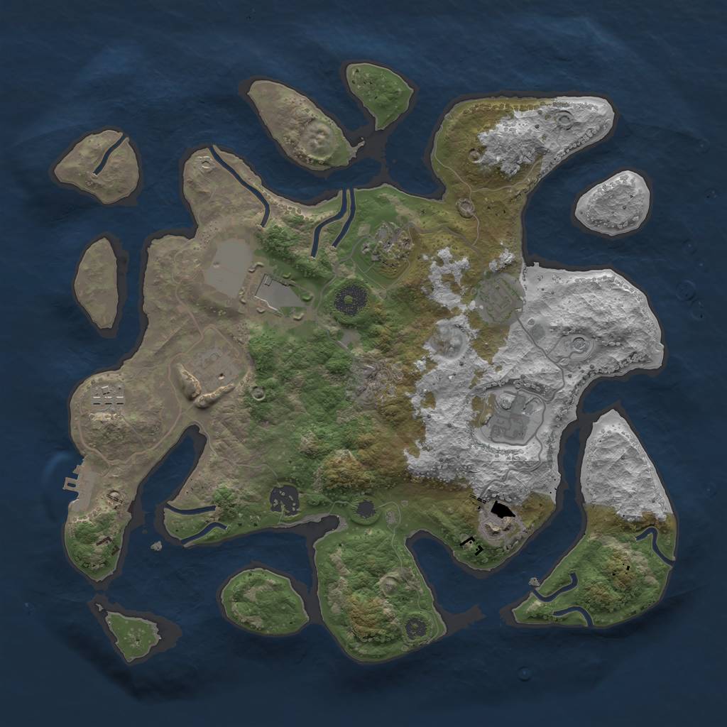 Rust Map: Procedural Map, Size: 3500, Seed: 212332261, 12 Monuments