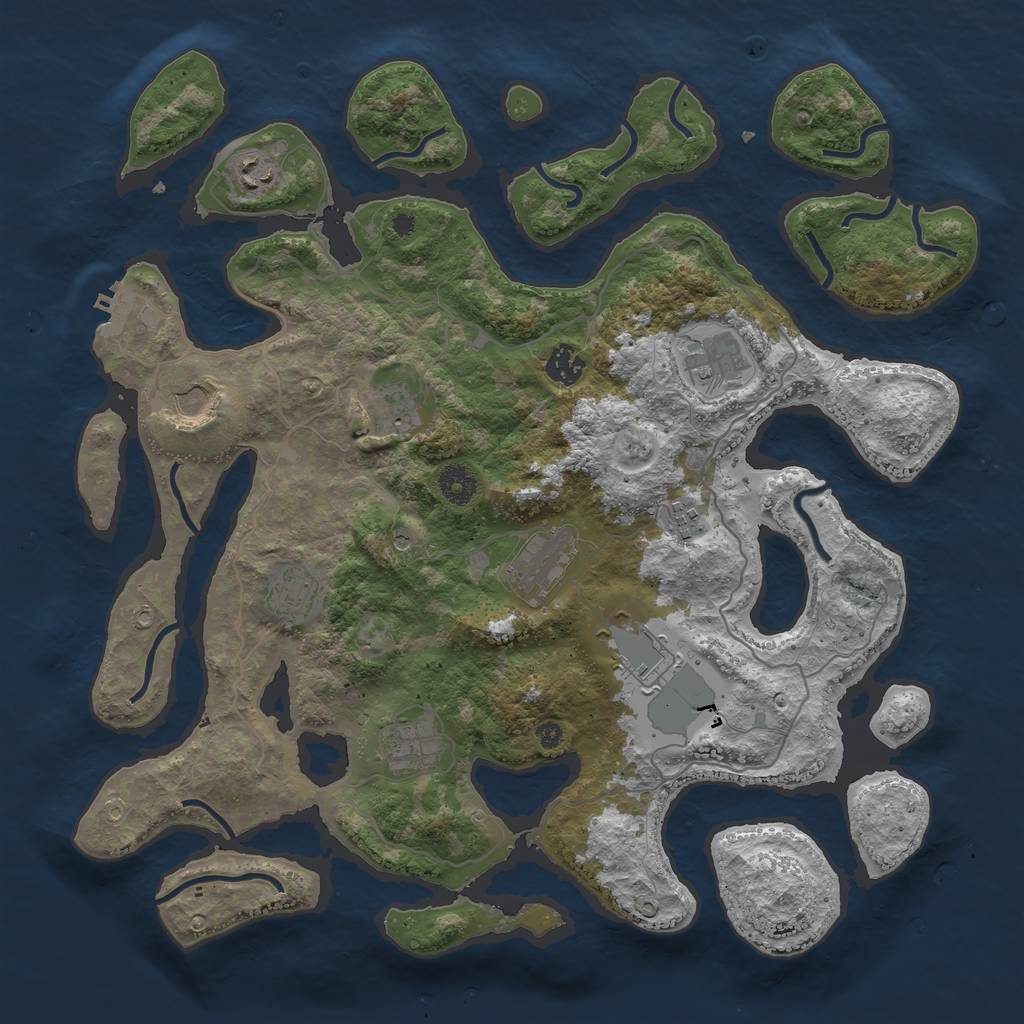 Rust Map: Procedural Map, Size: 4000, Seed: 707911, 14 Monuments