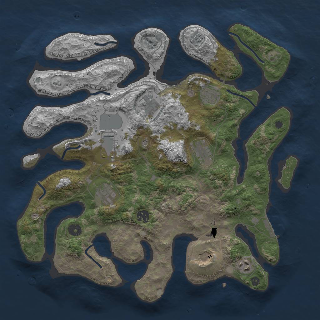 Rust Map: Procedural Map, Size: 3750, Seed: 1392816769, 13 Monuments