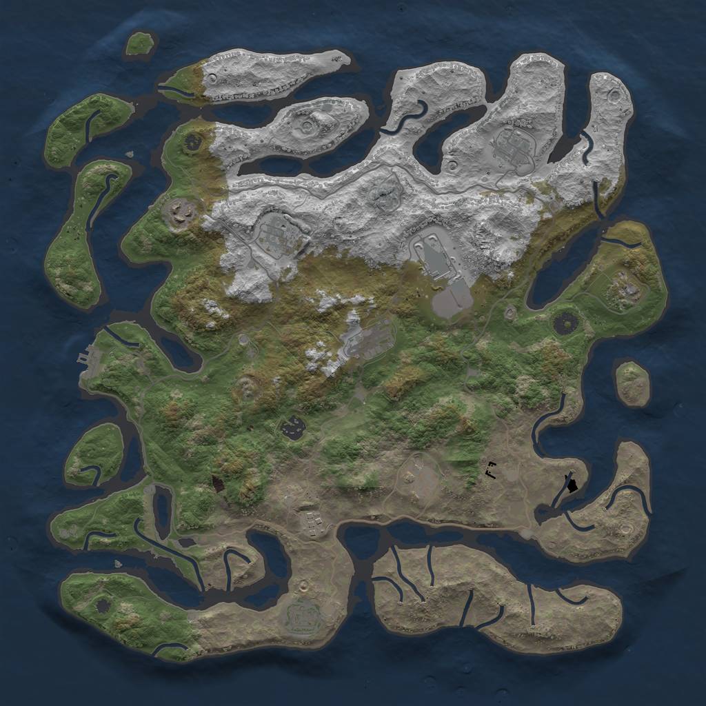 Rust Map: Procedural Map, Size: 4500, Seed: 2035112432, 14 Monuments