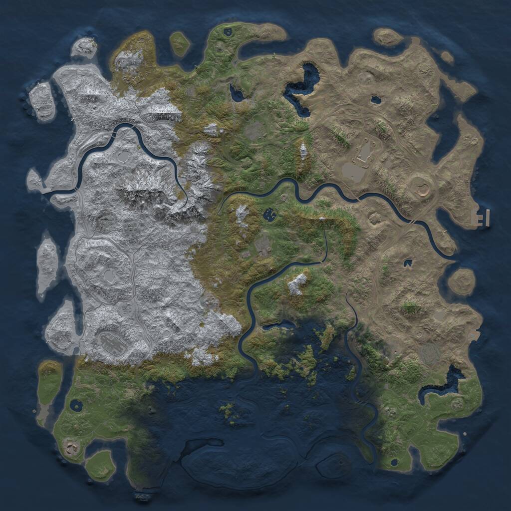 Rust Map: Procedural Map, Size: 6000, Seed: 55960492, 17 Monuments