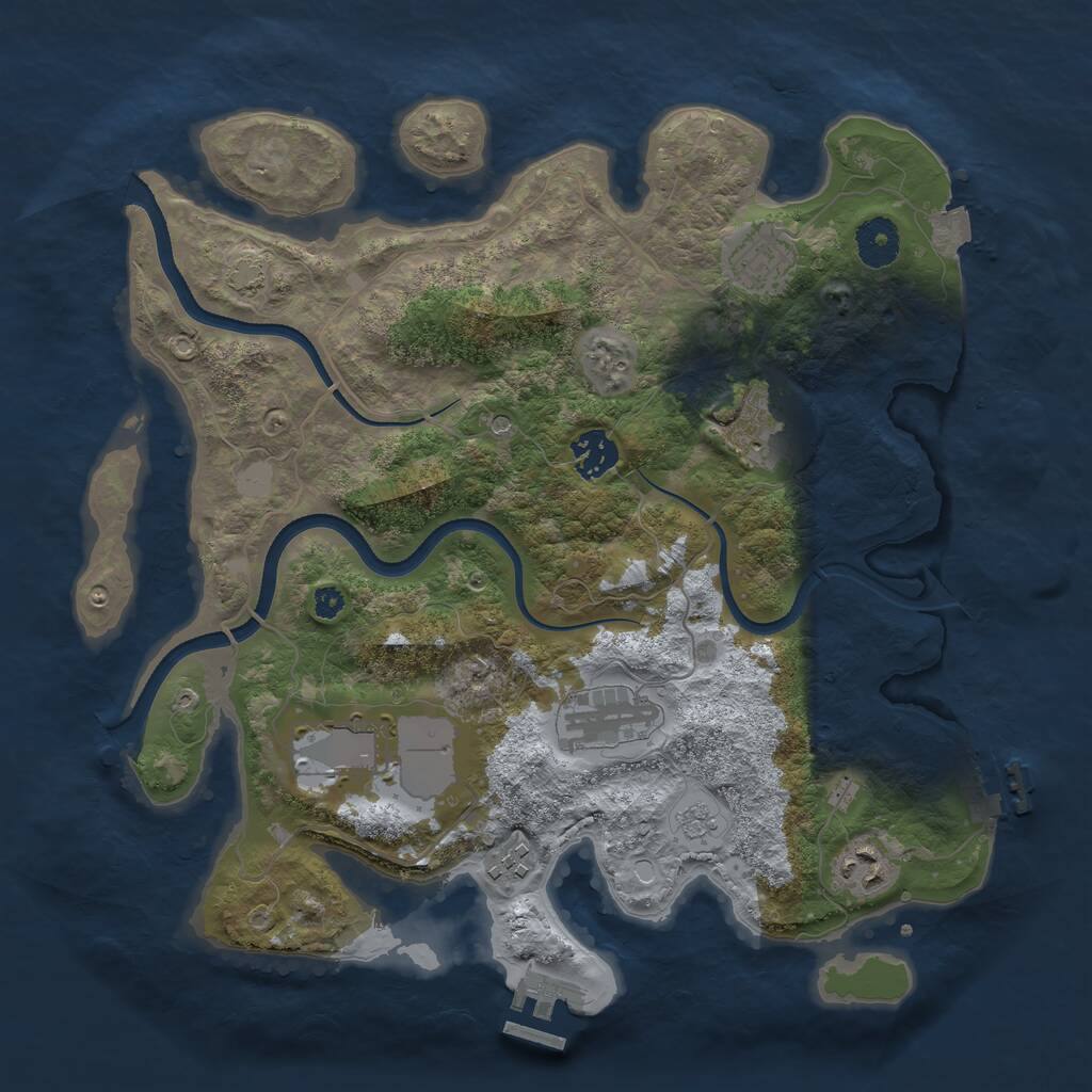 Rust Map: Procedural Map, Size: 3500, Seed: 1132141, 13 Monuments