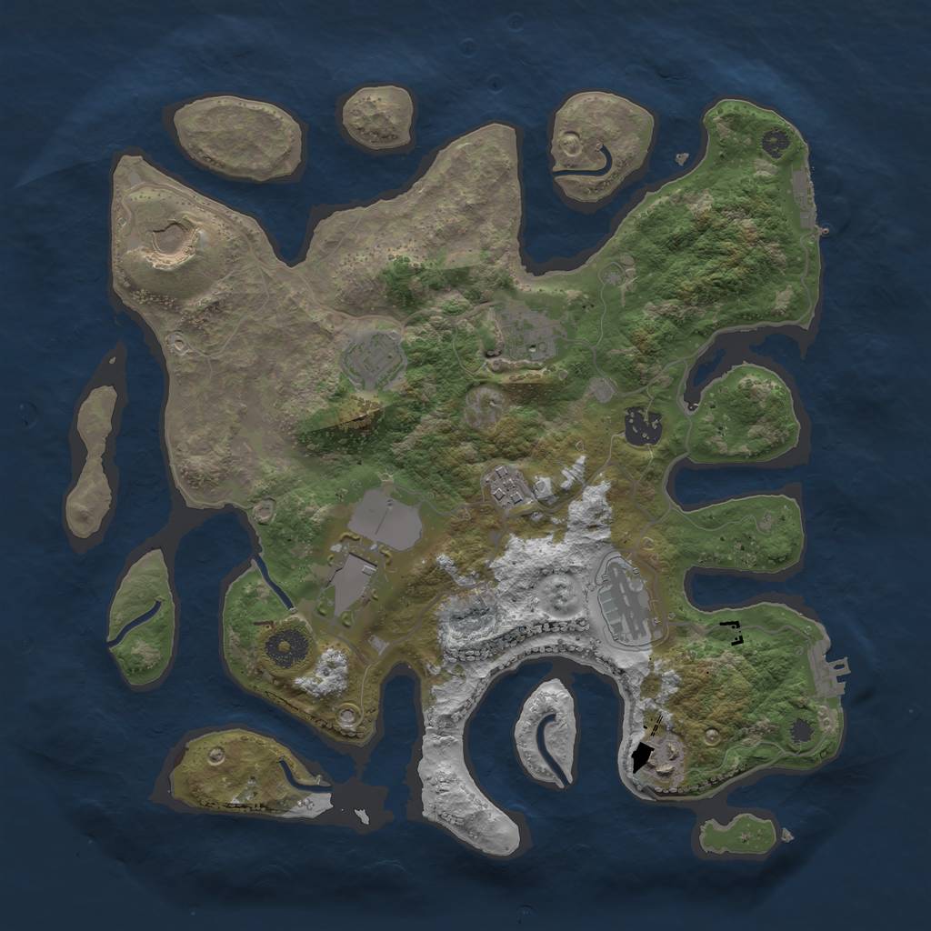 Rust Map: Procedural Map, Size: 3500, Seed: 1132141, 12 Monuments