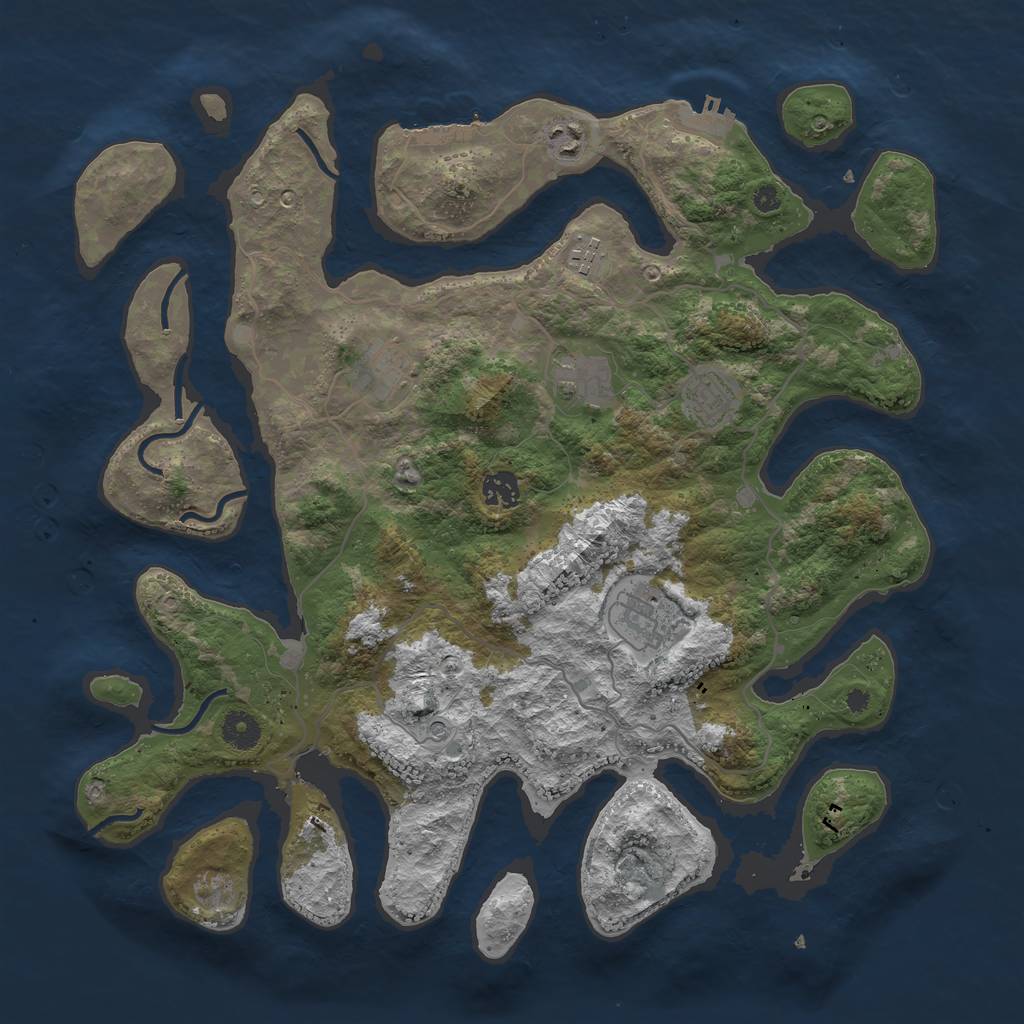 Rust Map: Procedural Map, Size: 4000, Seed: 2541196, 12 Monuments