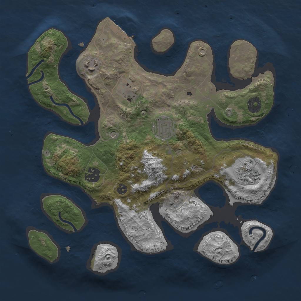 Rust Map: Procedural Map, Size: 3000, Seed: 3323234, 9 Monuments