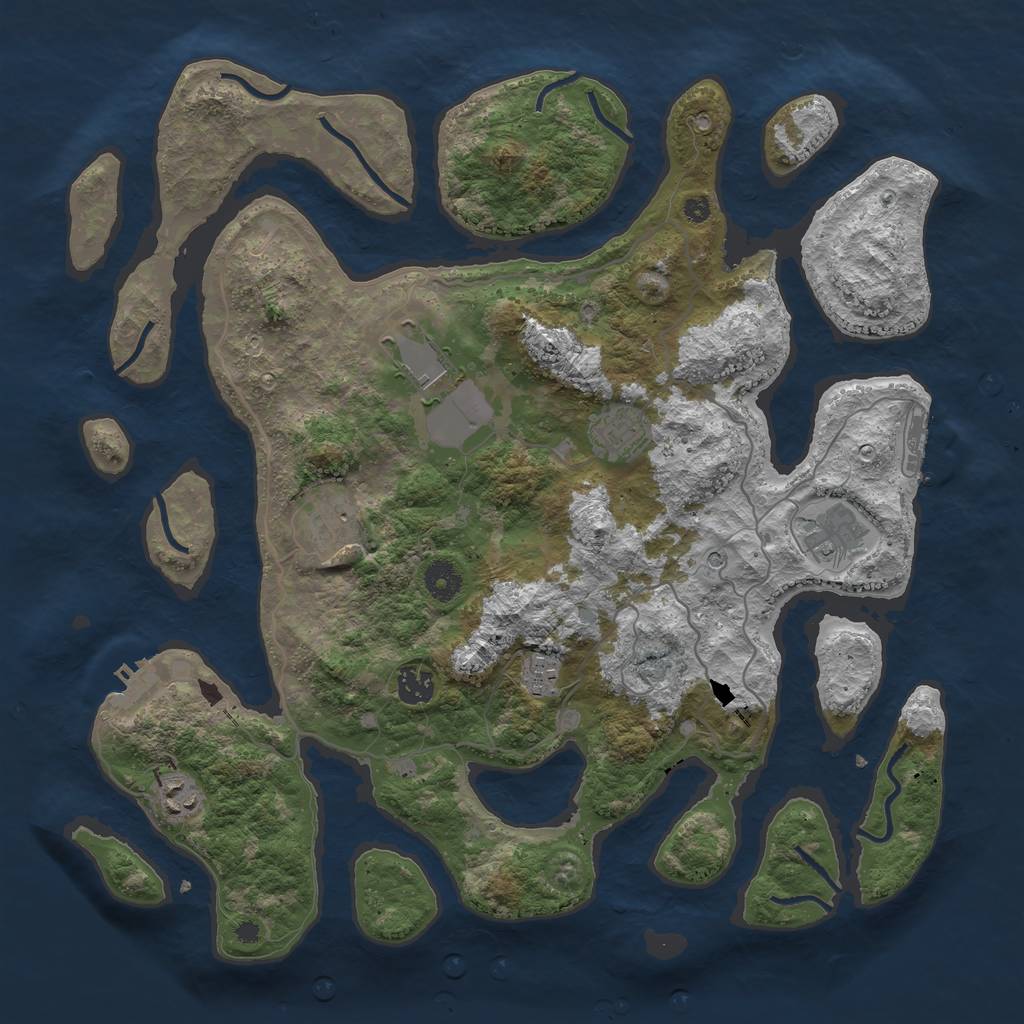 Rust Map: Procedural Map, Size: 4000, Seed: 45824, 12 Monuments