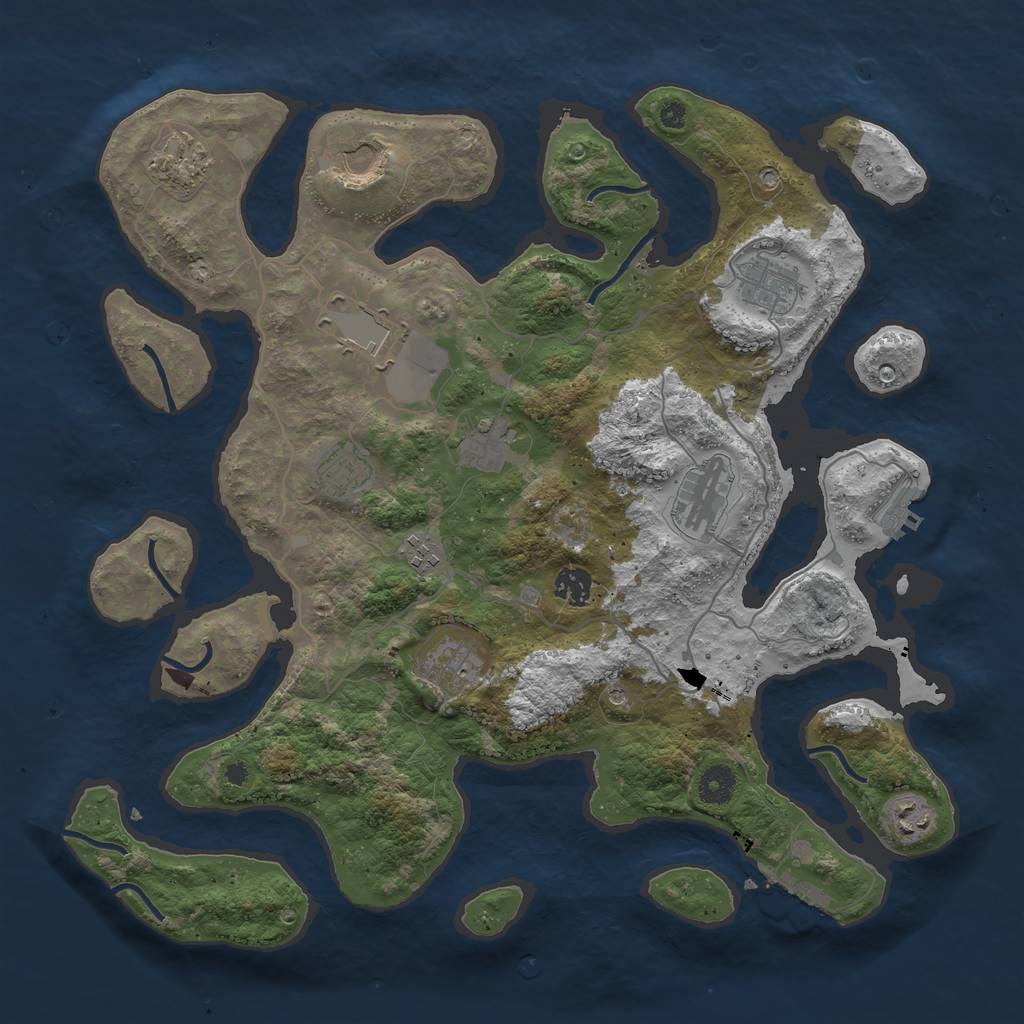 Rust Map: Procedural Map, Size: 4000, Seed: 1887458628, 16 Monuments