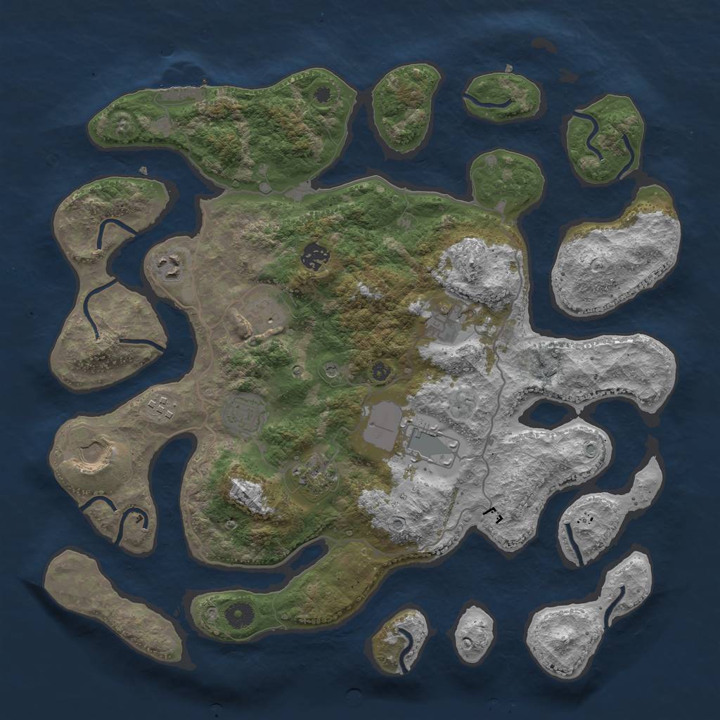 Rust Map: Procedural Map, Size: 4000, Seed: 5130, 13 Monuments