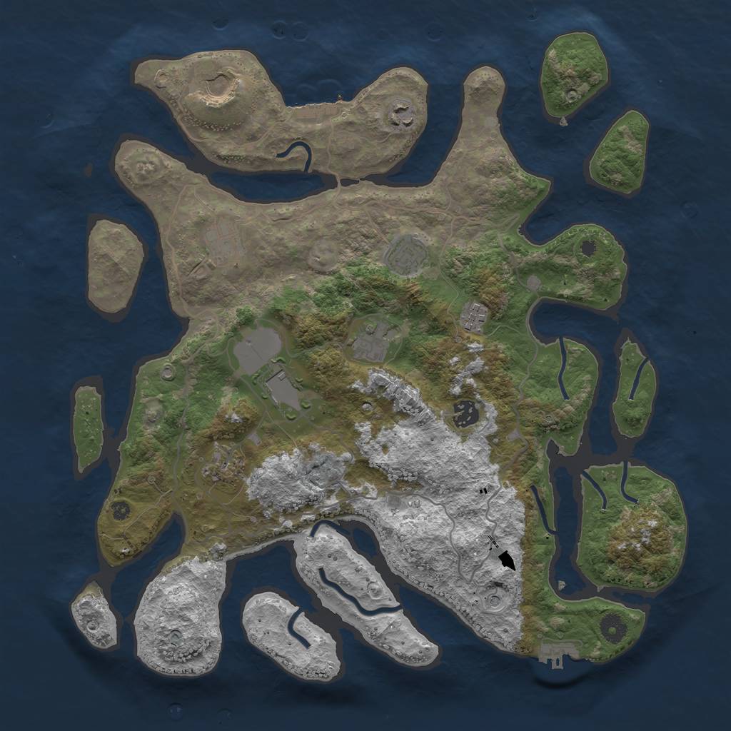 Rust Map: Procedural Map, Size: 4000, Seed: 945877, 14 Monuments