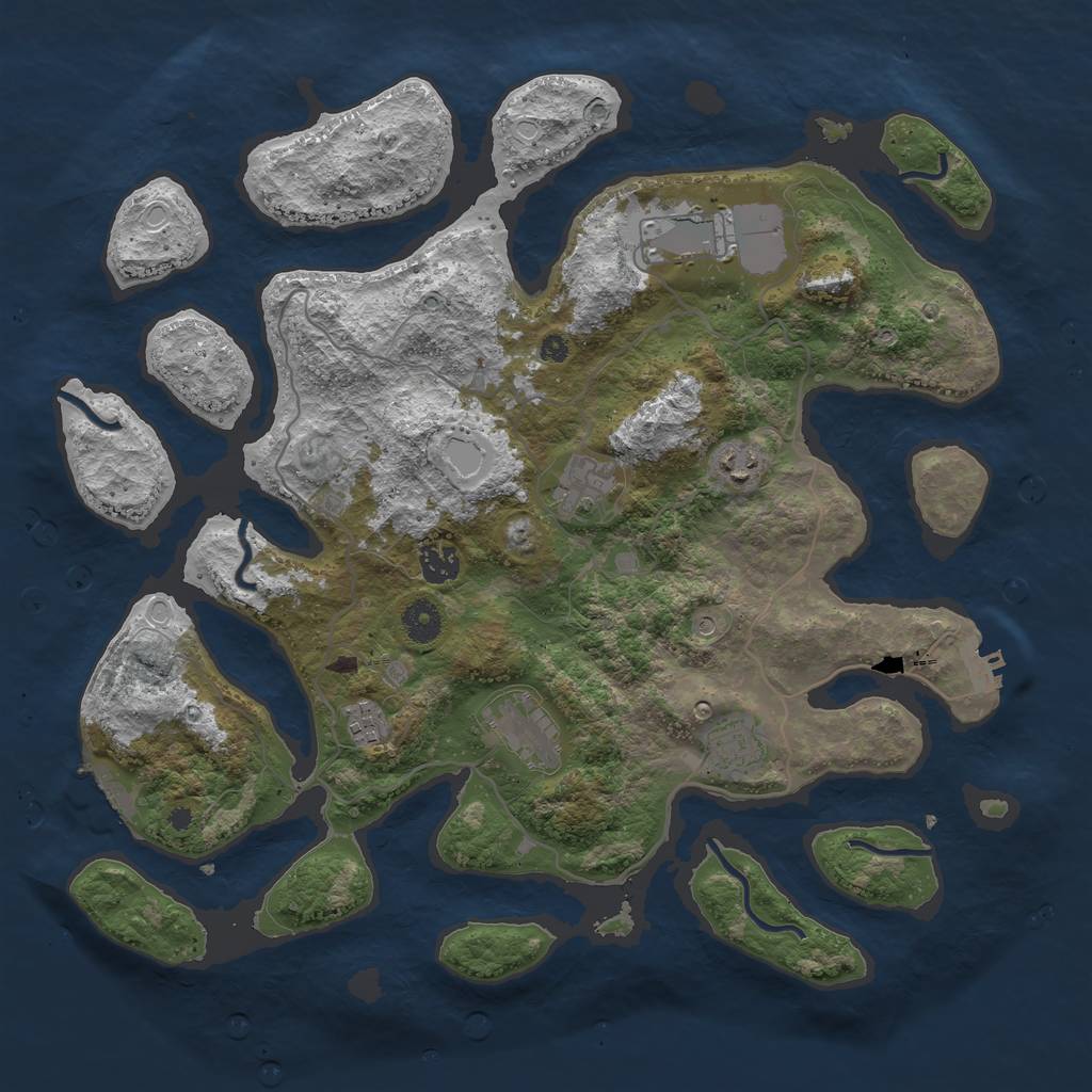 Rust Map: Procedural Map, Size: 4000, Seed: 1509279571, 18 Monuments