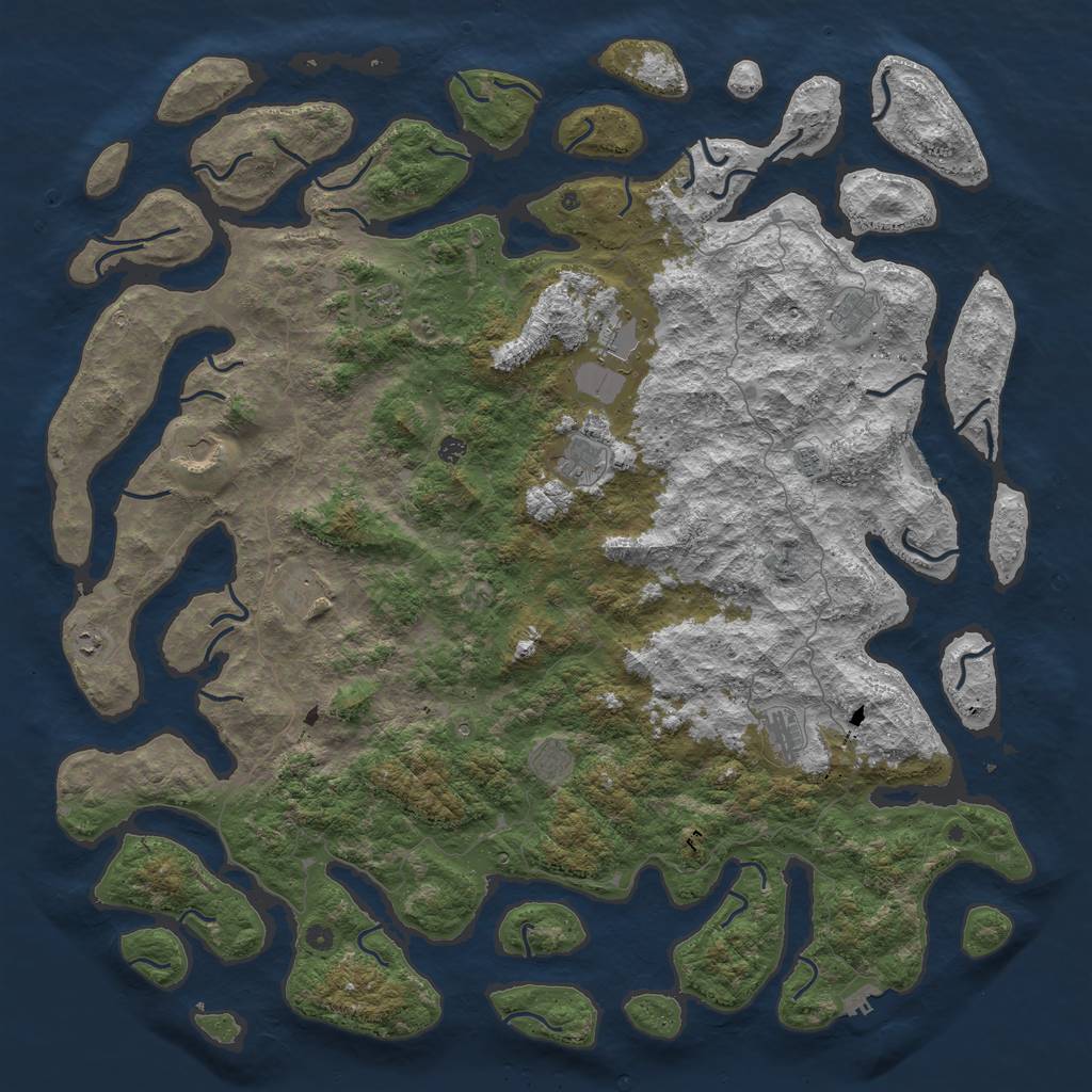 Rust Map: Procedural Map, Size: 6000, Seed: 10932841, 16 Monuments
