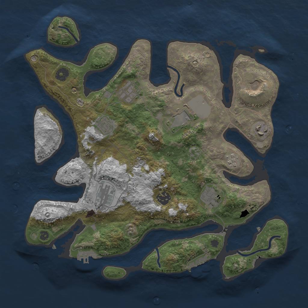 Rust Map: Procedural Map, Size: 3500, Seed: 632887, 14 Monuments