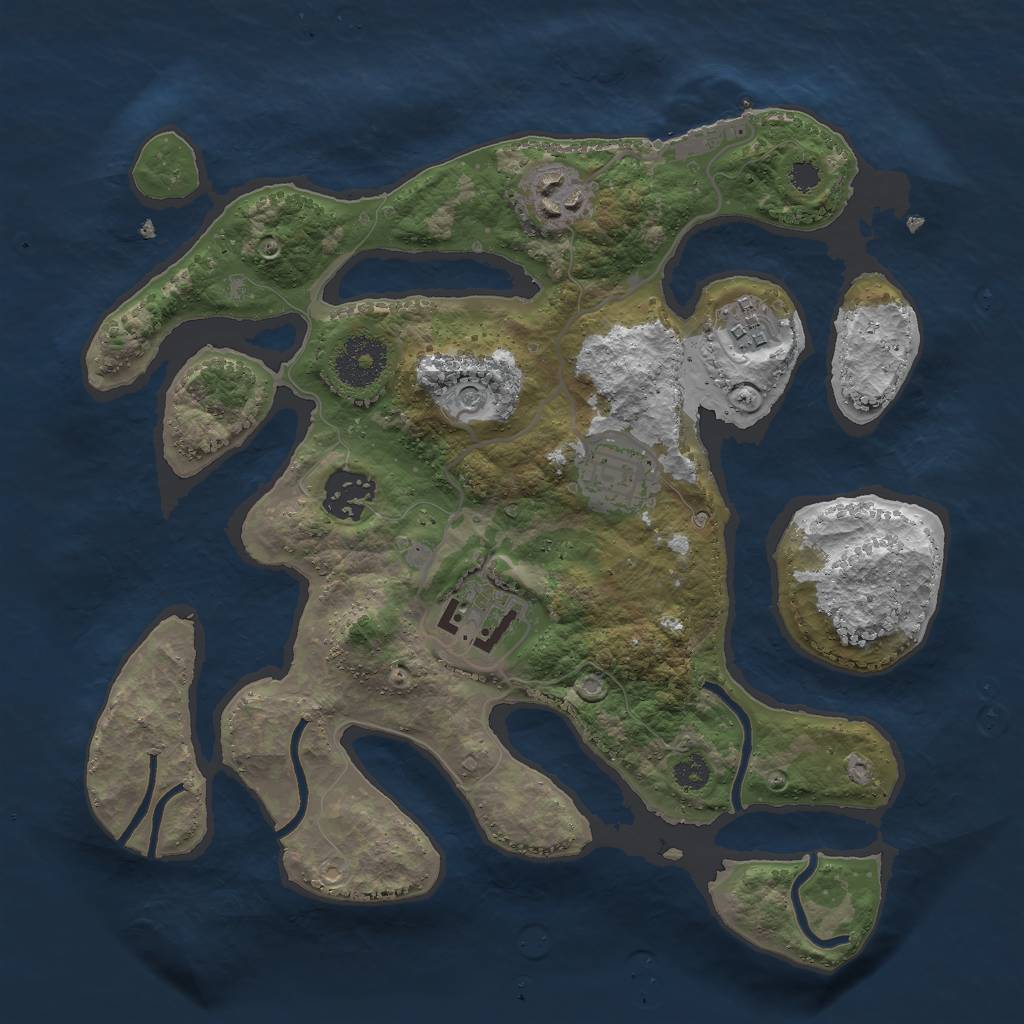 Rust Map: Procedural Map, Size: 3000, Seed: 1186870631, 9 Monuments