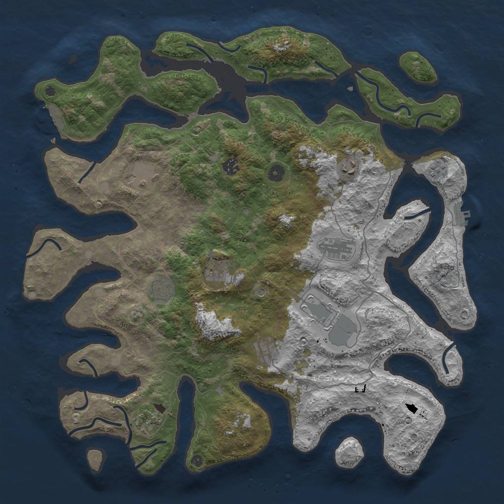 Rust Map: Procedural Map, Size: 4500, Seed: 1230313672, 15 Monuments
