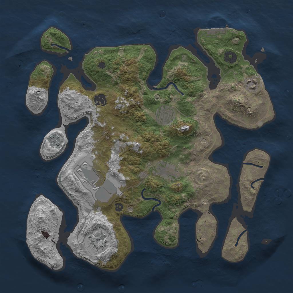 Rust Map: Procedural Map, Size: 3500, Seed: 1934294313, 11 Monuments