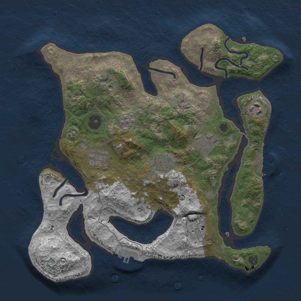 Rust Map: Procedural Map, Size: 3200, Seed: 14036373, 12 Monuments